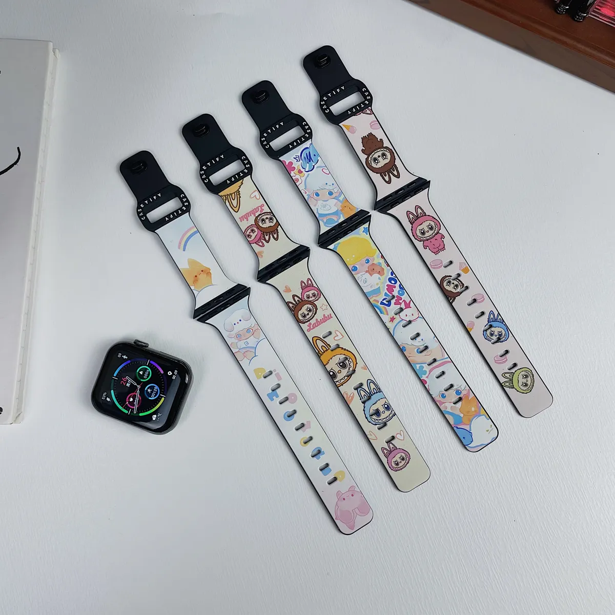 苹果-CASETiFY表带泡泡玛特迪蒙拉布布-硅胶材质适用S1-S10腕带S9高级感表带S8